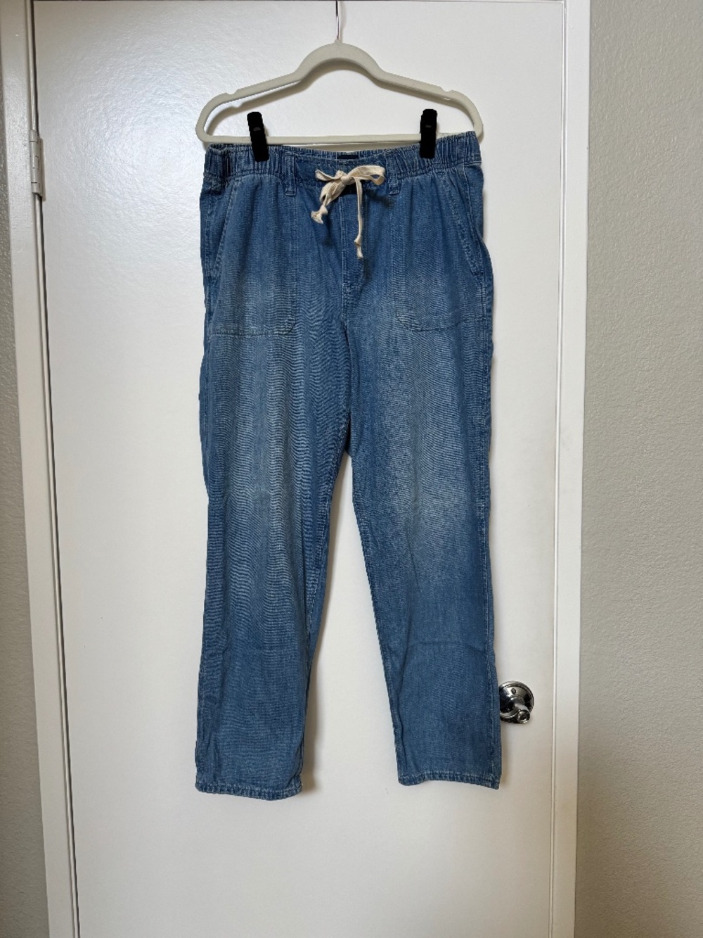Gap Relaxed Easy Pull-On Jeans Medium Indigo Drawstring Large
